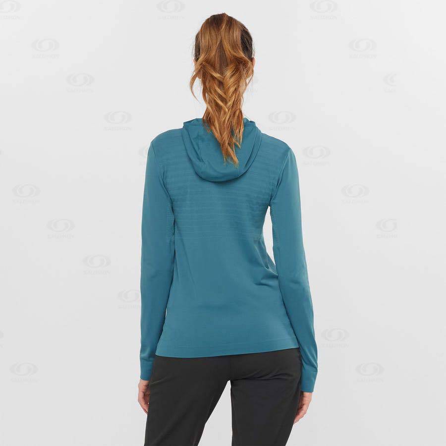 Navy Salomon ESSENTIAL SEAMLESS Women's Hoodie | US-S1401