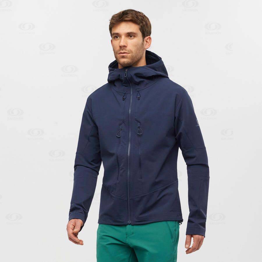 Navy Salomon OUTPEAK SOFTSHELL Men's Softshell Jackets | US-A1829