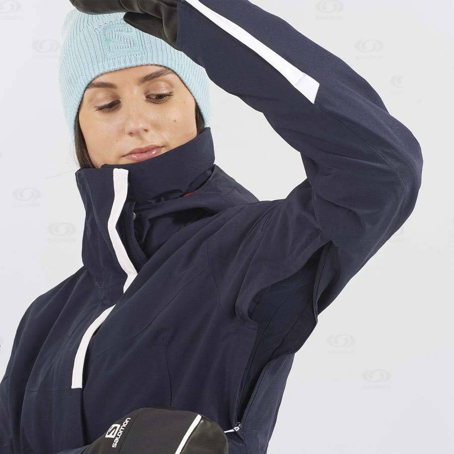 Navy Salomon SPEED Women's Ski Jackets | US-O1952