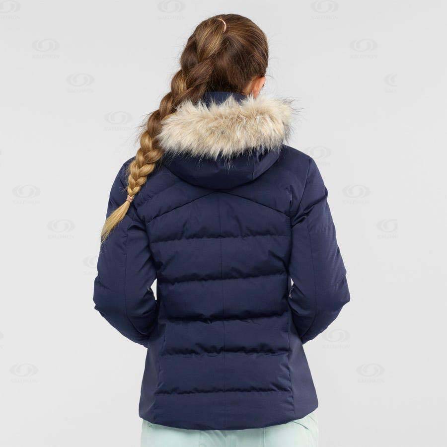 Navy Salomon STORMCOZY Women's Ski Jackets | US-S1779