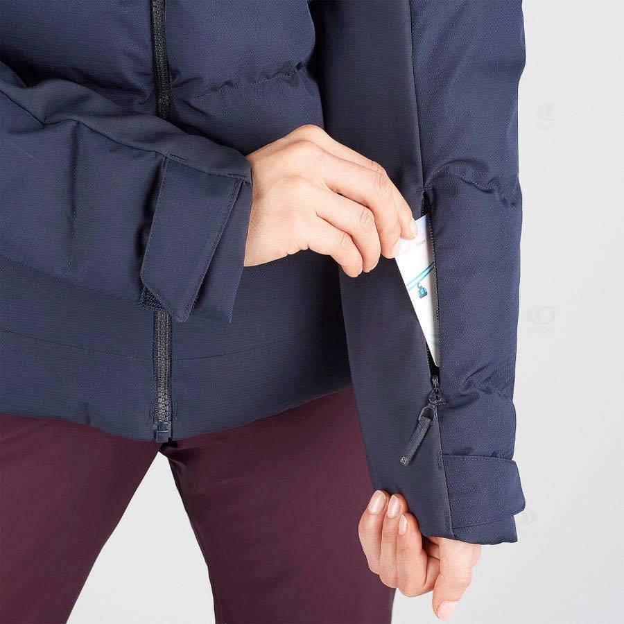 Navy Salomon STORMCOZY Women's Ski Jackets | US-S1779