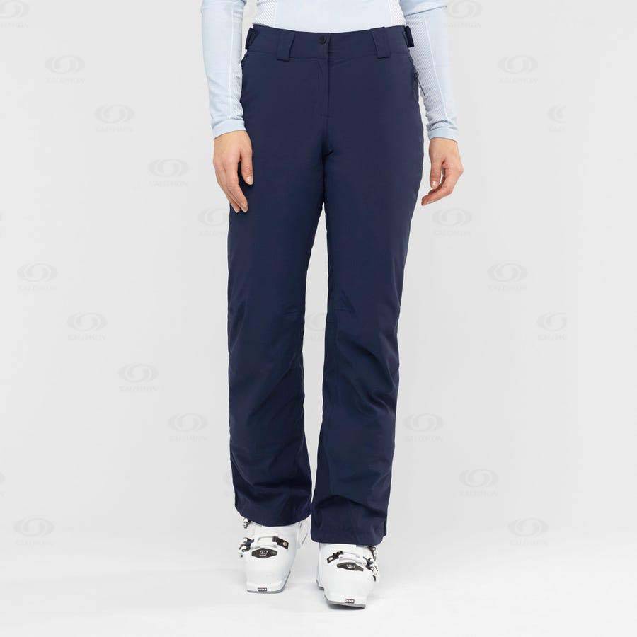 Navy Salomon THE BRILLIANT Women's Ski Pants | US-N1141