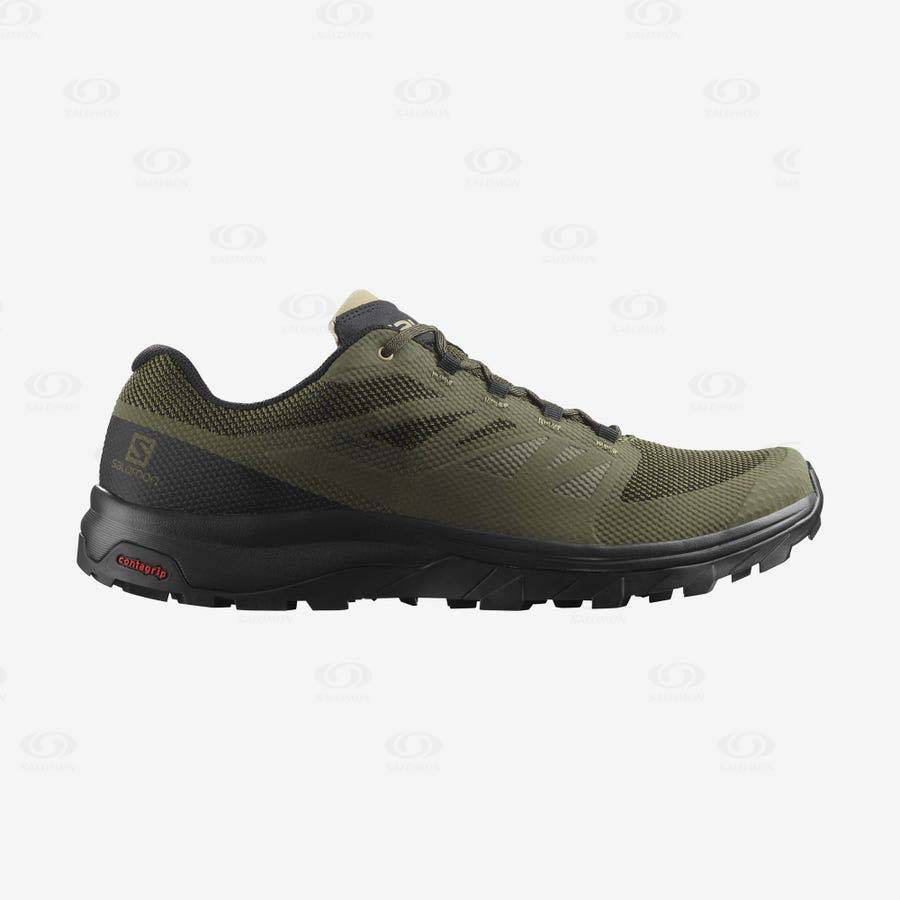 Olive / Black Salomon OUTLINE GORE-TEX Men's Hiking Shoes | US-S2556