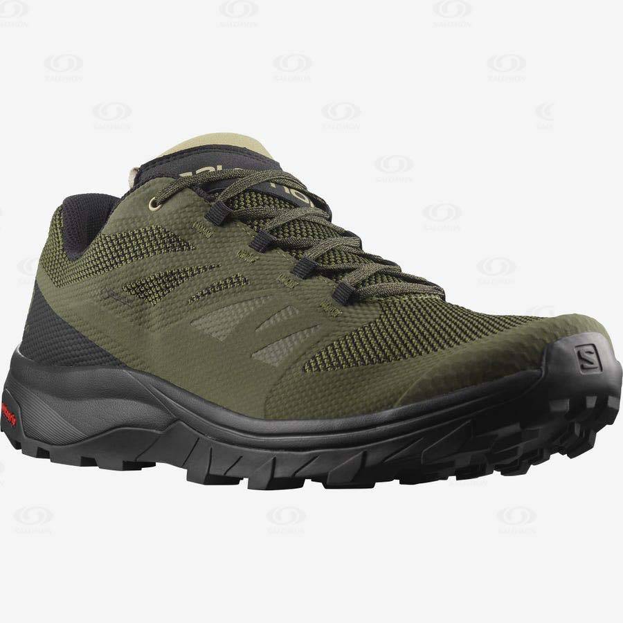 Olive / Black Salomon OUTLINE GORE-TEX Men\'s Hiking Shoes | US-S2556