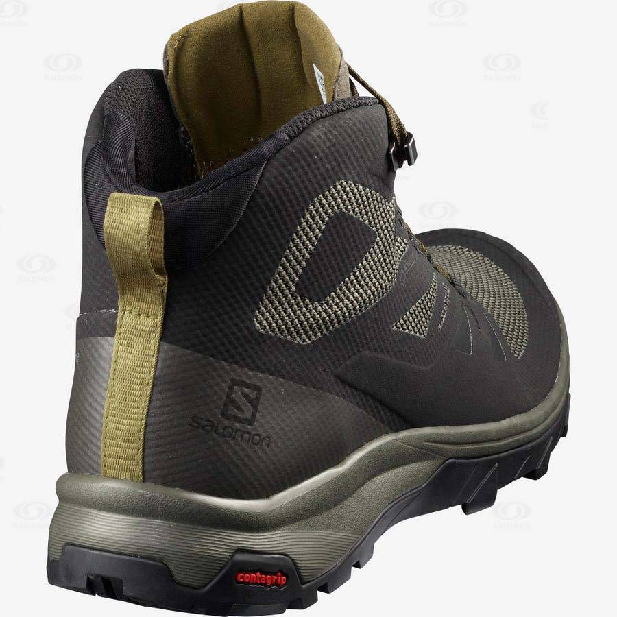 Olive / Black Salomon OUTLINE MID GORE-TEX Men's Waterproof Shoes | US-S2591