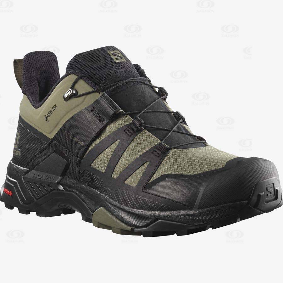 Olive / Black Salomon X ULTRA 4 GORE-TEX Men's Hiking Shoes | US-A2179