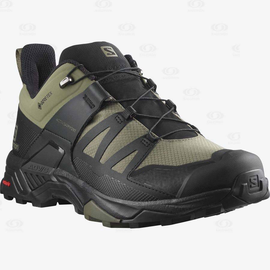 Olive / Black Salomon X ULTRA 4 WIDE GORE-TEX Men's Waterproof Shoes | US-N1421