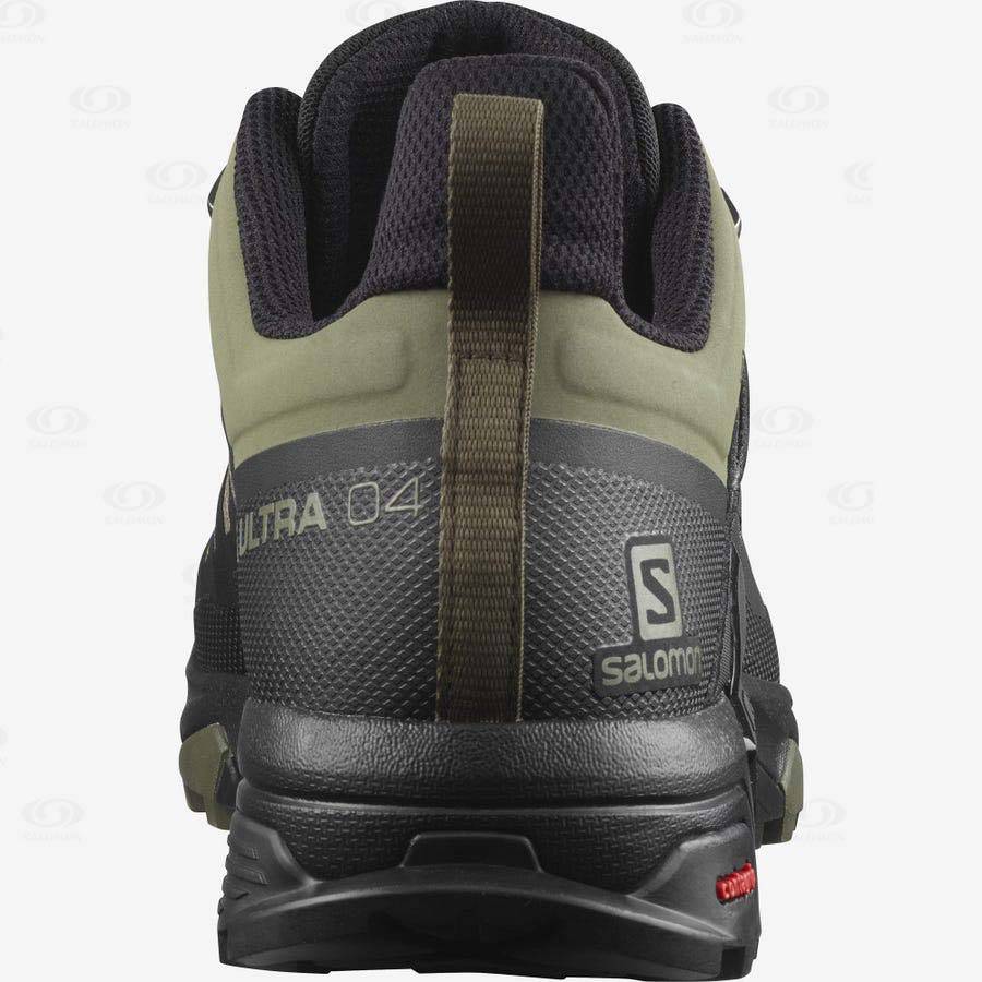 Olive / Black Salomon X ULTRA 4 WIDE GORE-TEX Men's Waterproof Shoes | US-N1421