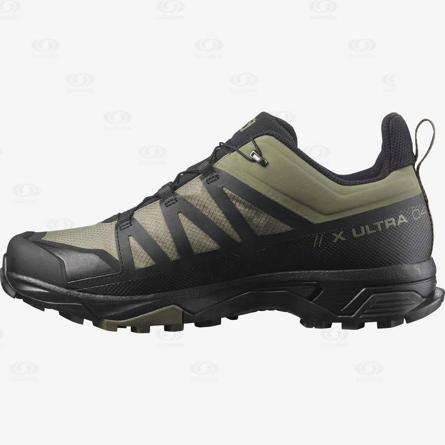 Olive / Black Salomon X ULTRA 4 WIDE GORE-TEX Men's Hiking Shoes | US-N1526