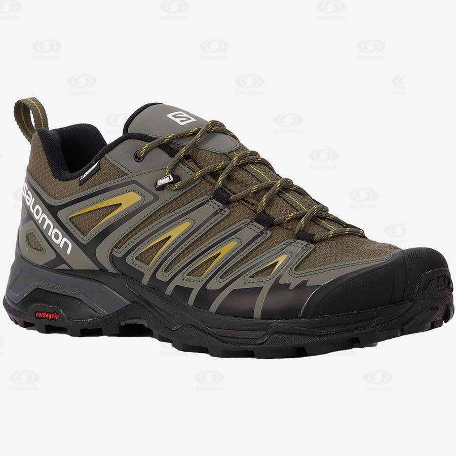 Olive / Black Salomon X ULTRA PIONEER CLIMASALOMON™ WATERPROOF Men's Hiking Shoes | US-O1980