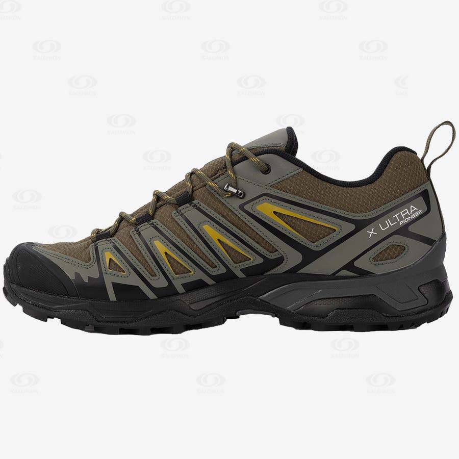 Olive / Black Salomon X ULTRA PIONEER CLIMASALOMON™ WATERPROOF Men's Hiking Shoes | US-O1980