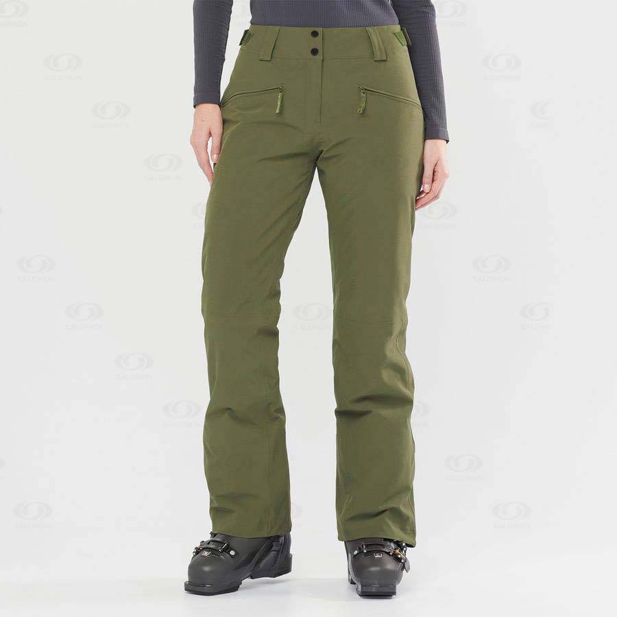 Olive Salomon EDGE Women's Ski Pants | US-M2602