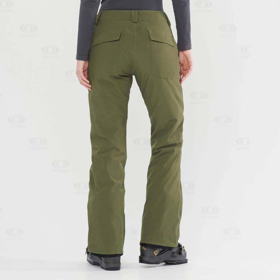 Olive Salomon EDGE Women's Ski Pants | US-M2602