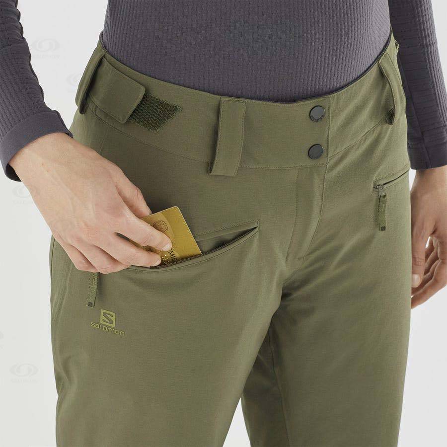 Olive Salomon EDGE Women's Ski Pants | US-M2602