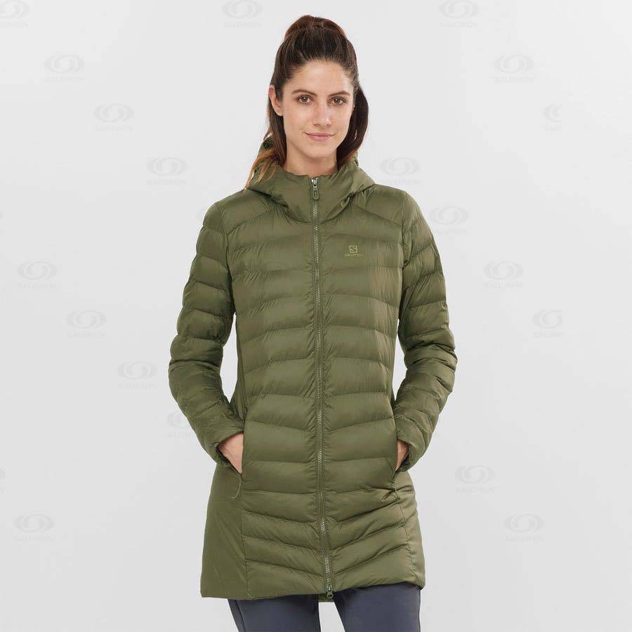 Olive Salomon ESSENTIAL XWARM LONG Women's Insulated Jackets | US-W3980