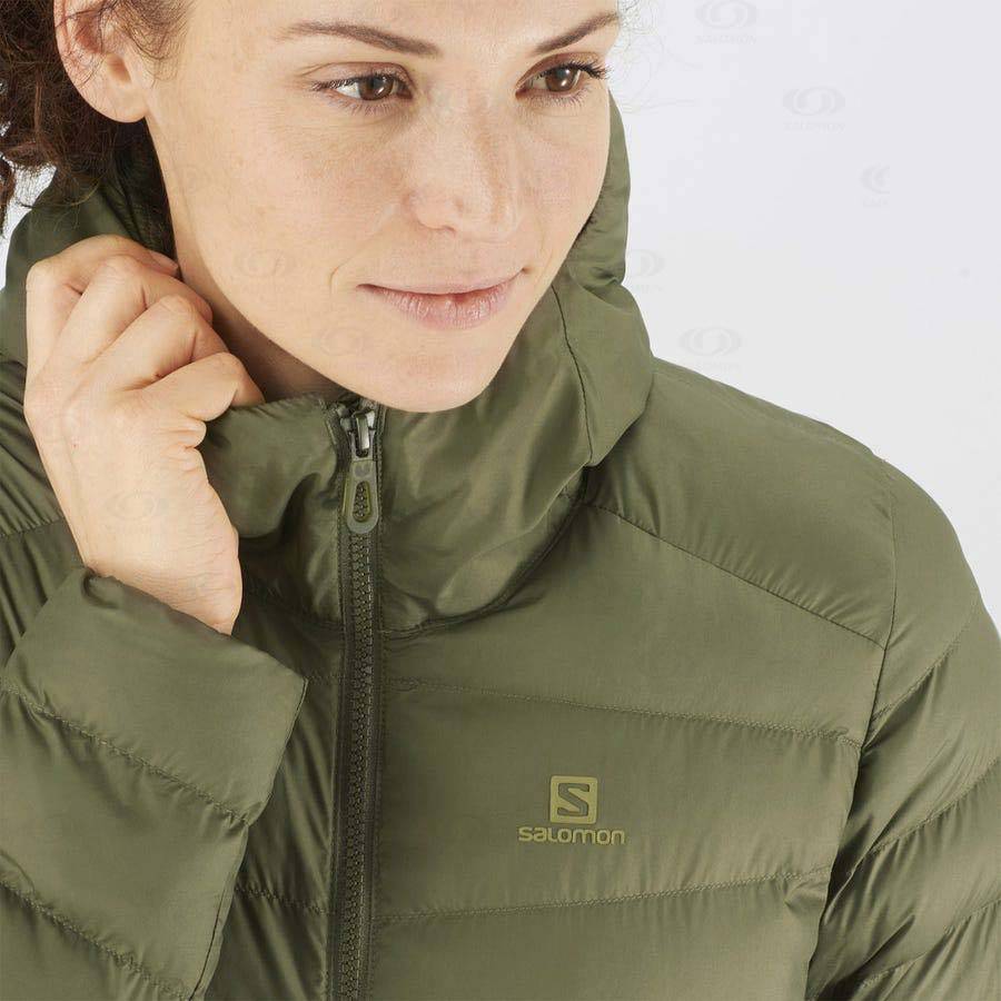 Olive Salomon ESSENTIAL XWARM LONG Women's Insulated Jackets | US-W3980