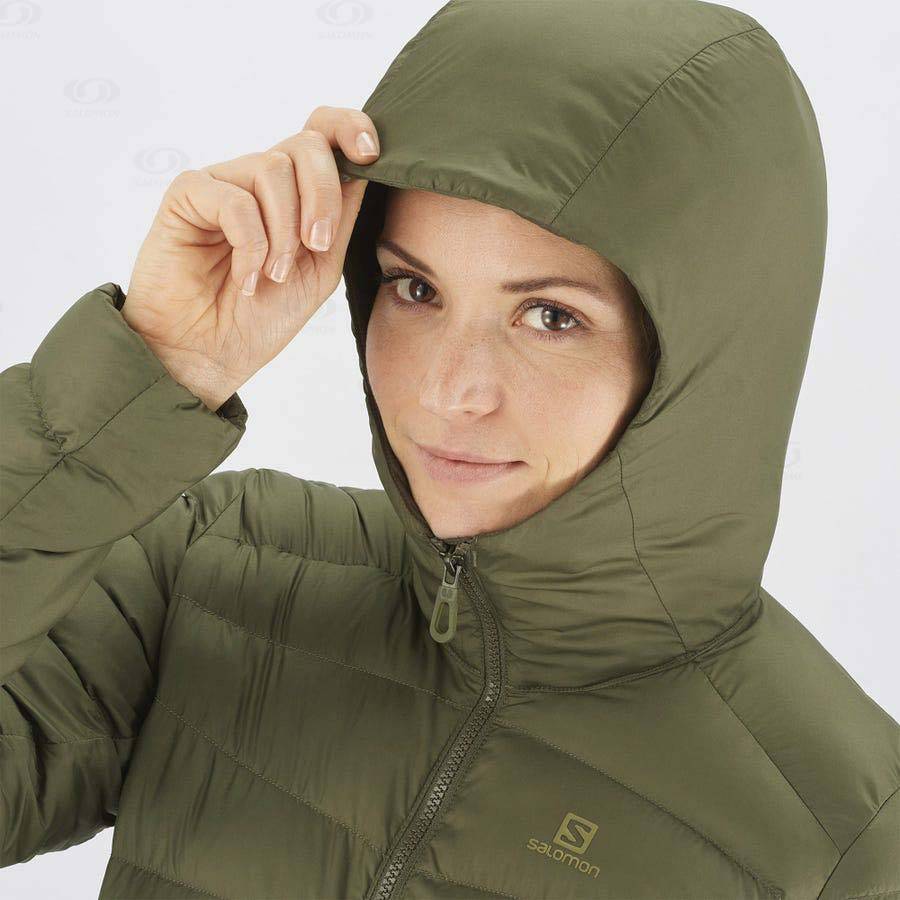 Olive Salomon ESSENTIAL XWARM LONG Women's Insulated Jackets | US-W3980