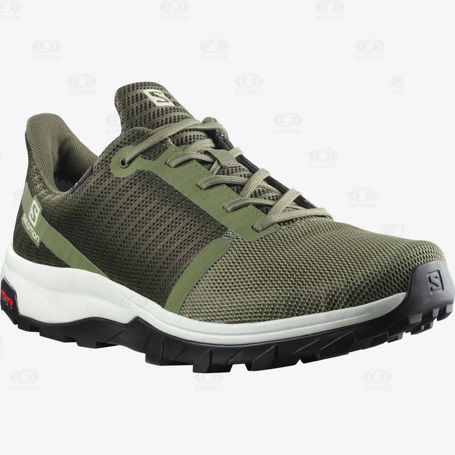 Olive Salomon OUTBOUND PRISM GORE-TEX Men's Hiking Shoes | US-A2627