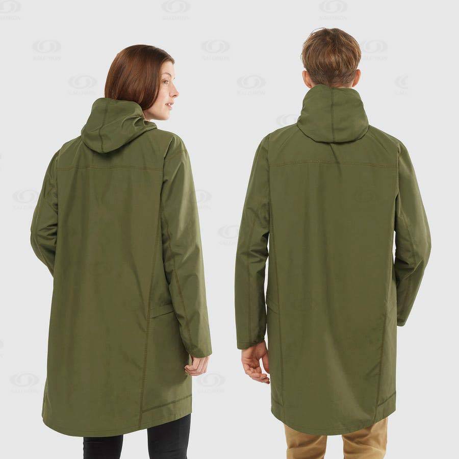 Olive Salomon OUTLIFE LONG PACKABLE Women's Windbreakers Jacket | US-A2452