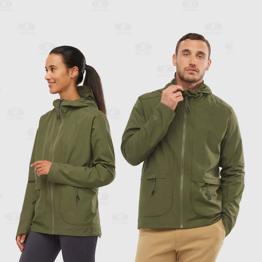 Olive Salomon OUTLIFE PACKABLE SHELL U Men's Windbreakers Jacket | US-O2134