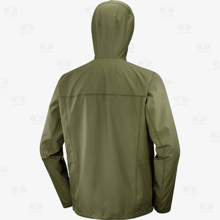 Olive Salomon OUTLIFE PACKABLE SHELL U Men's Windbreakers Jacket | US-O2134