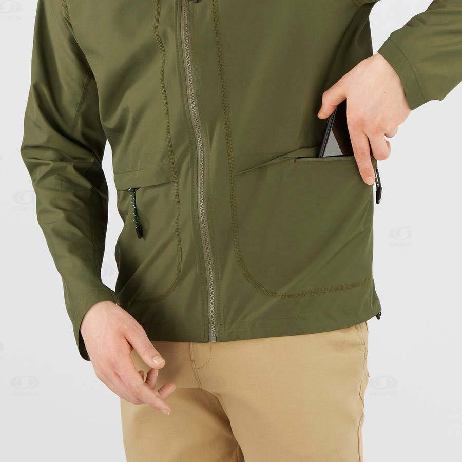 Olive Salomon OUTLIFE PACKABLE SHELL U Men's Windbreakers Jacket | US-O2134