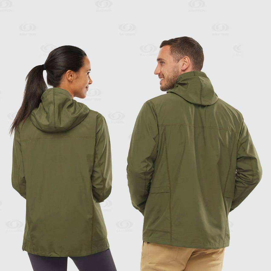 Olive Salomon OUTLIFE PACKABLE SHELL U Men's Windbreakers Jacket | US-O2134