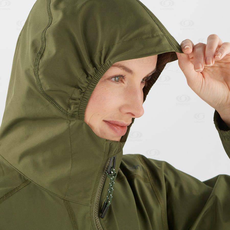 Olive Salomon OUTLIFE PACKABLE SHELL U Women's Windbreakers Jacket | US-L2257