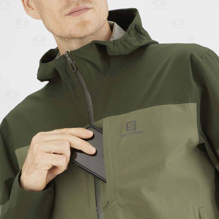 Olive Salomon OUTRACK WATERPROOF 2.5L Men's Waterproof Jackets | US-O2337