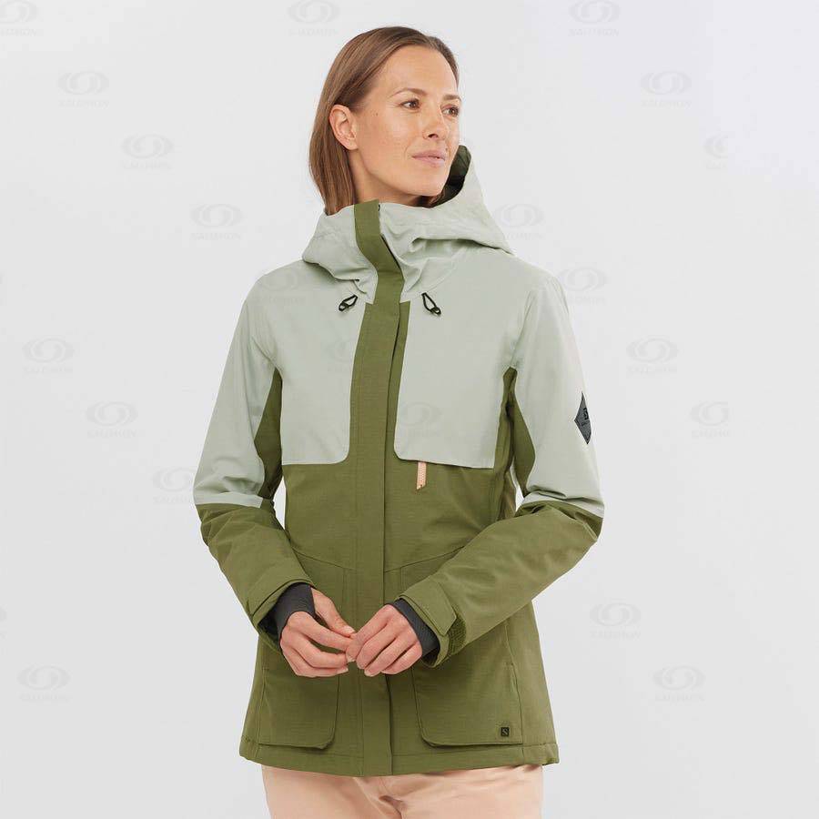 Olive Salomon PROOF LIGHT Women's Ski Jackets | US-W1590