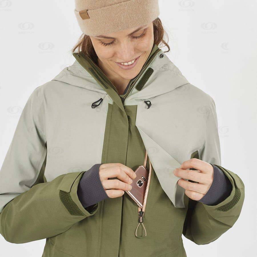 Olive Salomon PROOF LIGHT Women's Ski Jackets | US-W1590