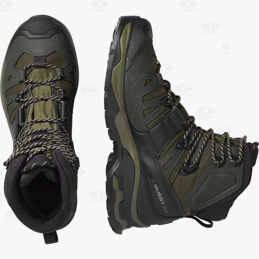 Olive Salomon QUEST 4 GORE-TEX Men's Hiking Shoes | US-L2334