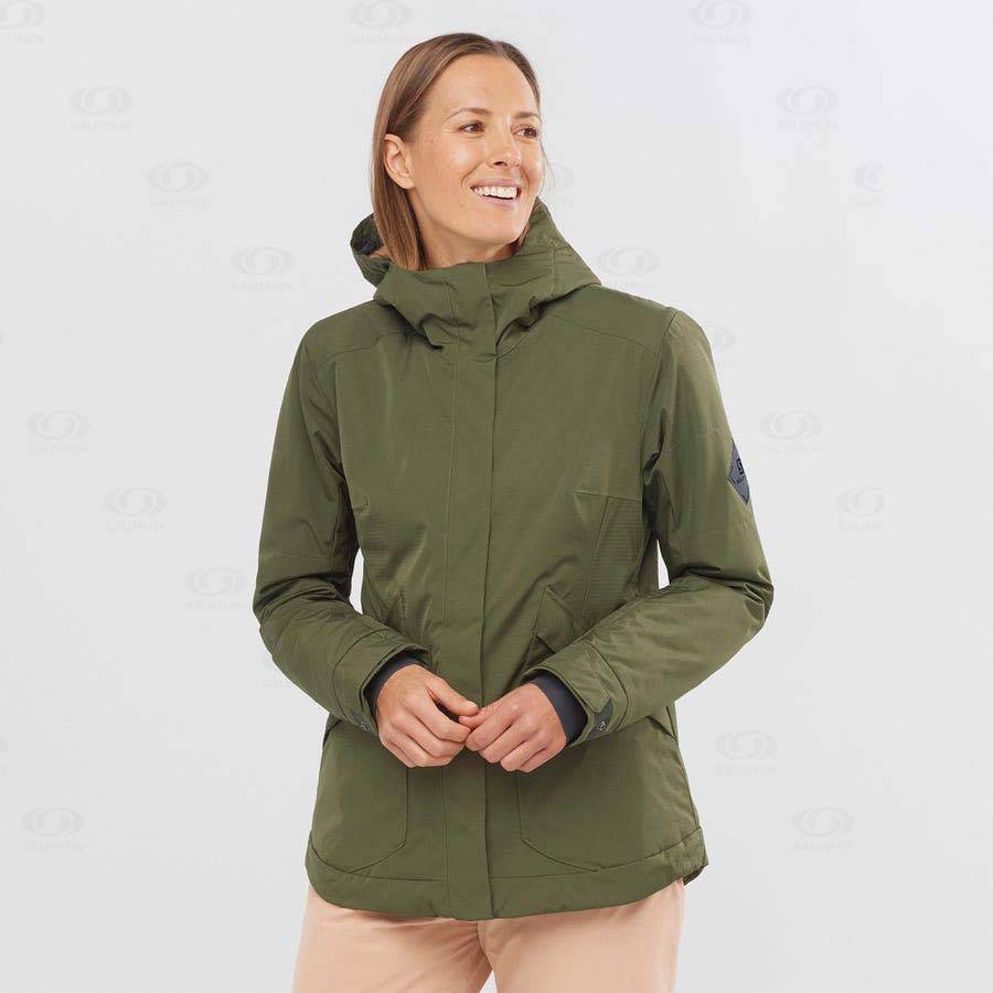 Olive Salomon SNOW REBEL Women's Ski Jackets | US-wN1316