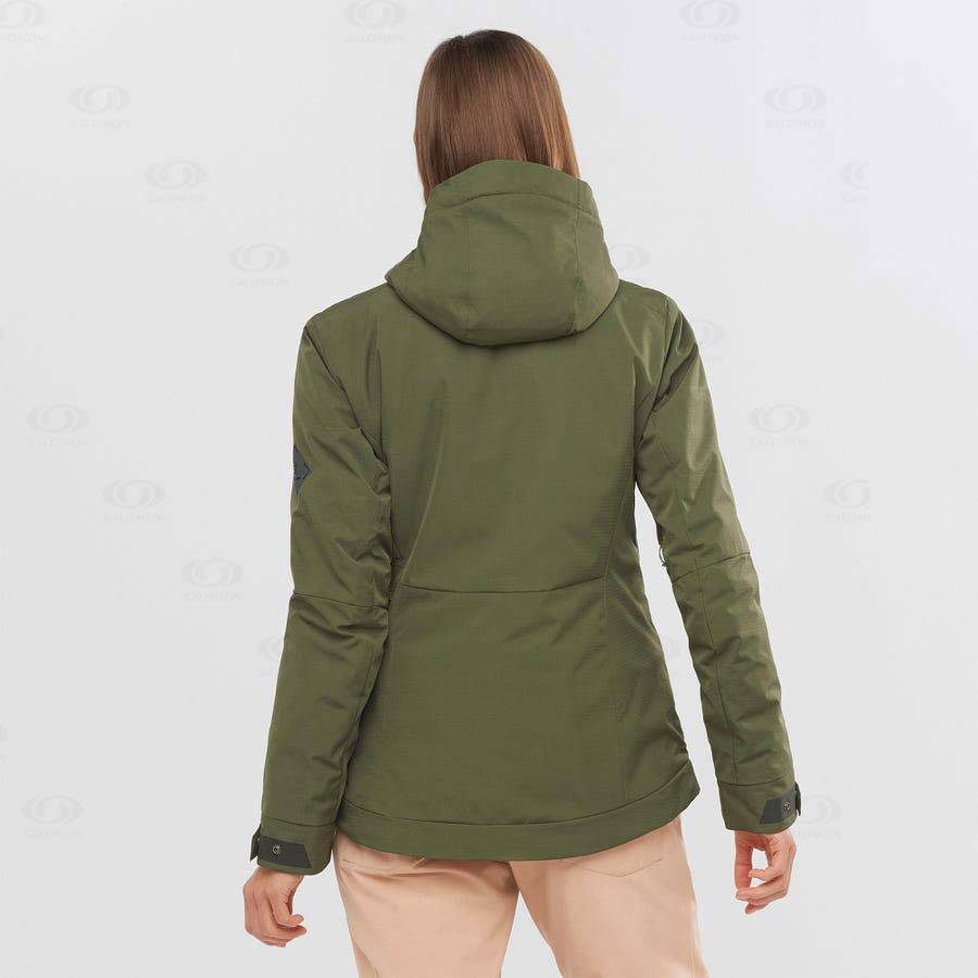 Olive Salomon SNOW REBEL Women's Ski Jackets | US-wN1316