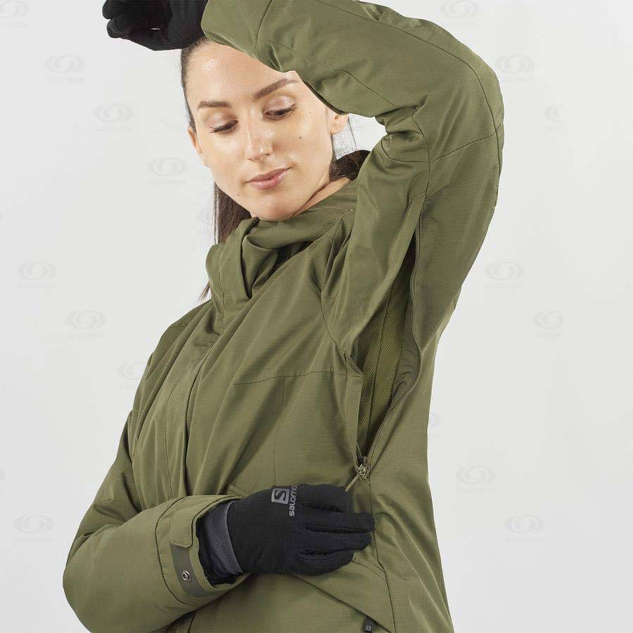 Olive Salomon SNOW REBEL Women's Ski Jackets | US-wN1316