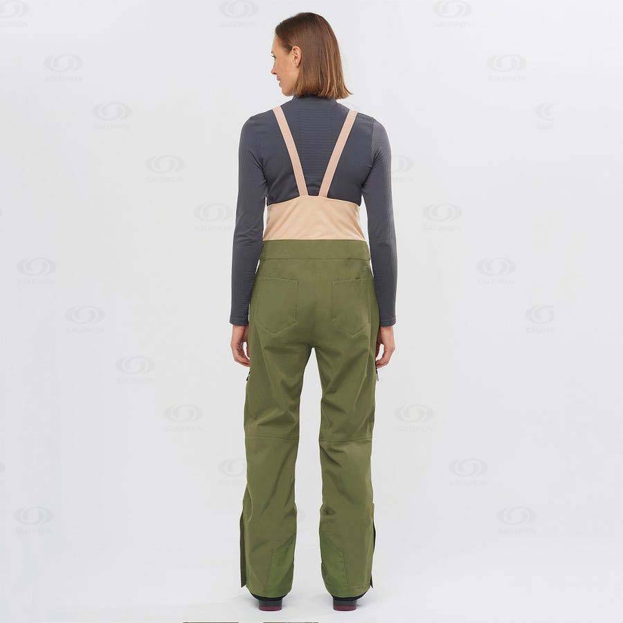 Olive Salomon STANCE 3L BIB Women's Ski Pants | US-L1067