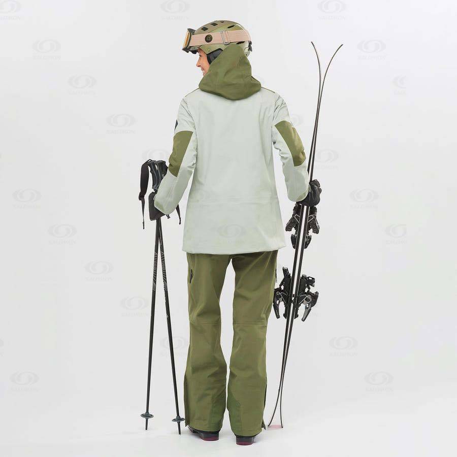 Olive Salomon STANCE 3L BIB Women's Ski Pants | US-L1067