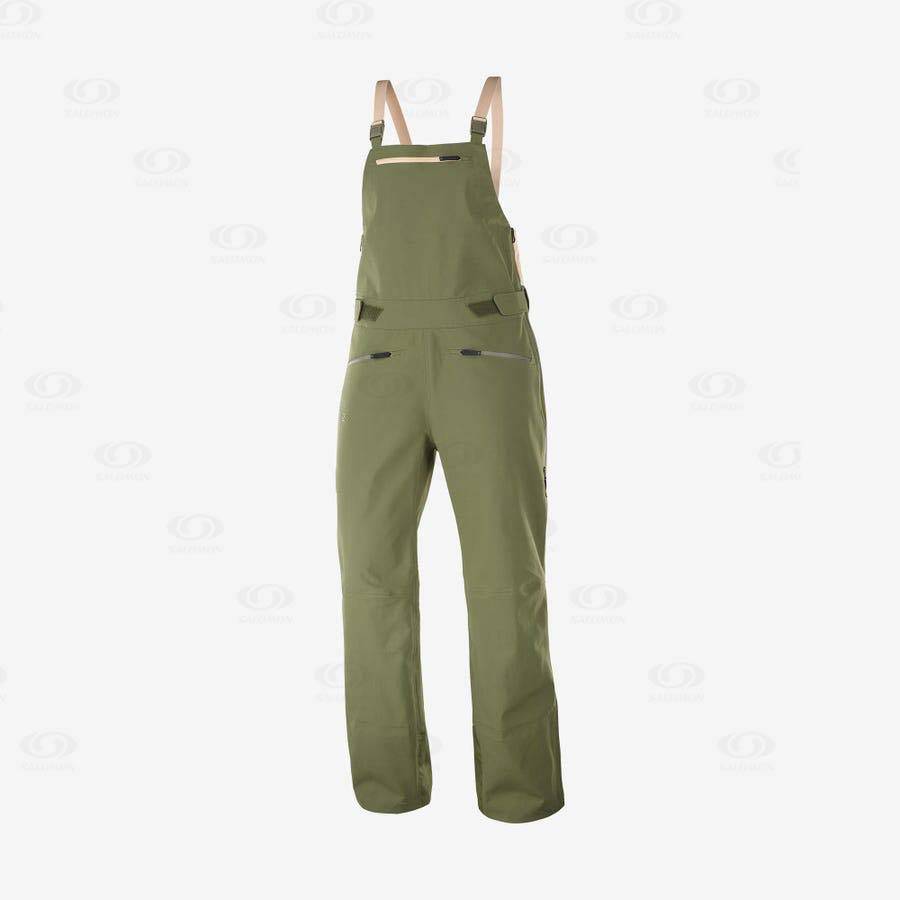 Olive Salomon STANCE 3L BIB Women\'s Ski Pants | US-L1067