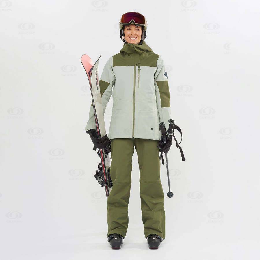 Olive Salomon STANCE 3L Women's Ski Jackets | US-L1123