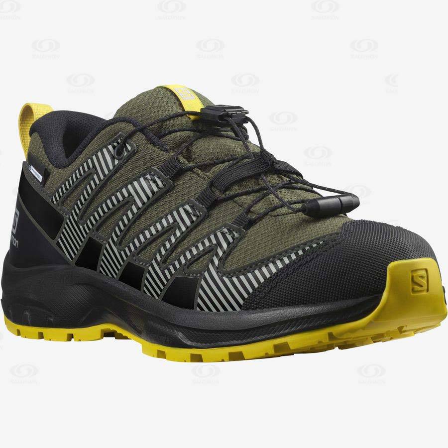 Olive Salomon XA PRO V8 CLIMASALOMON™ WATERPROOF kids Hiking Shoes | US-A1353