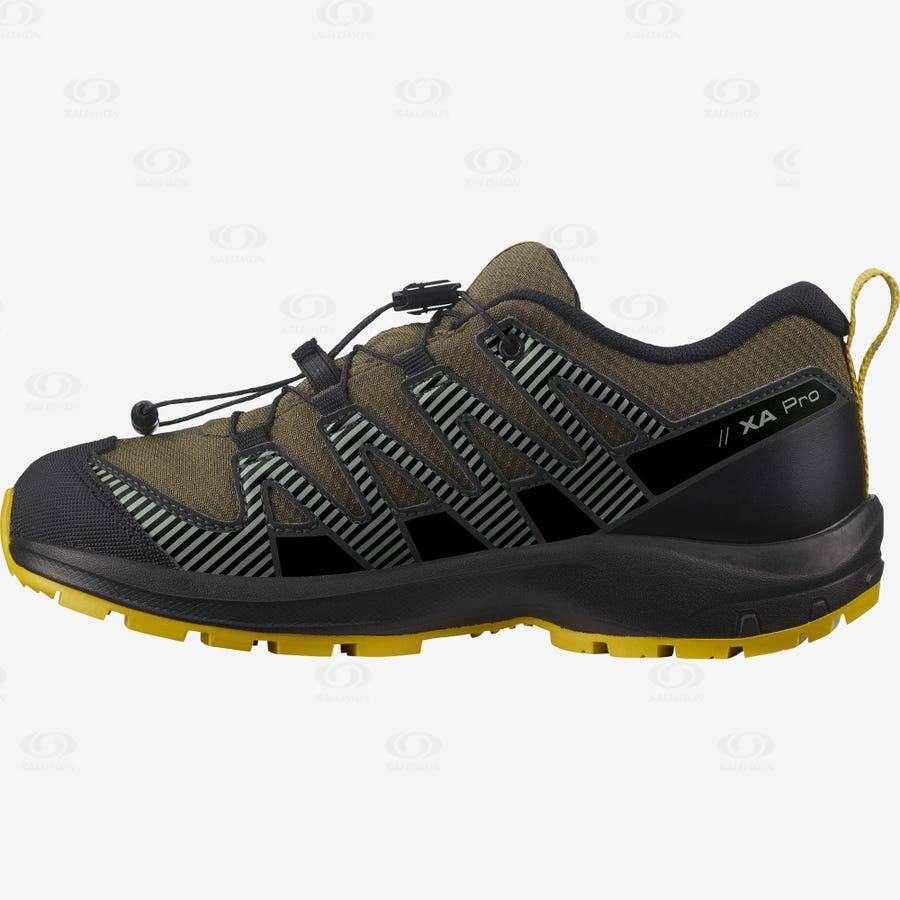 Olive Salomon XA PRO V8 CLIMASALOMON™ WATERPROOF kids Trail Running Shoes | US-W3410