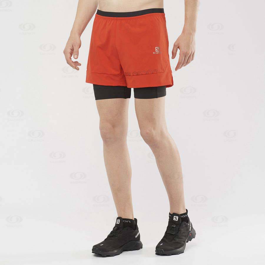 Orange Salomon CROSS 2IN1 Men's Shorts | US-A1997