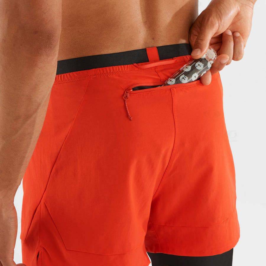 Orange Salomon CROSS 2IN1 Men's Shorts | US-A1997