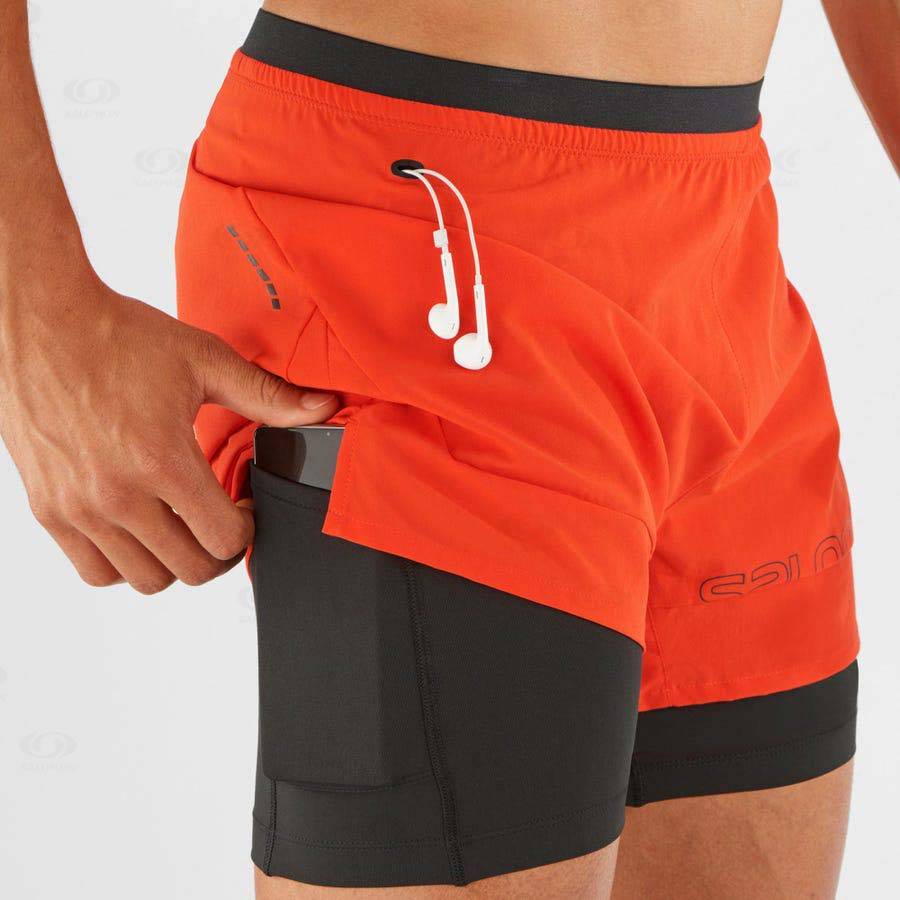 Orange Salomon CROSS 2IN1 Men's Shorts | US-A1997