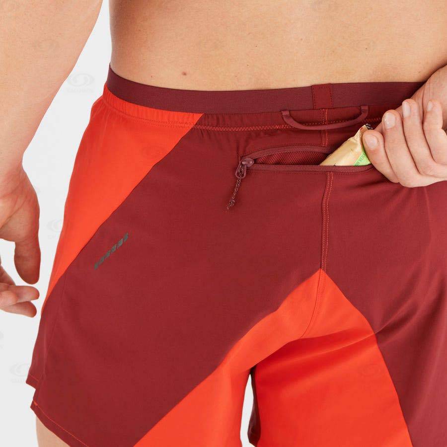 Orange Salomon CROSS 5'' Men's Shorts | US-W1350