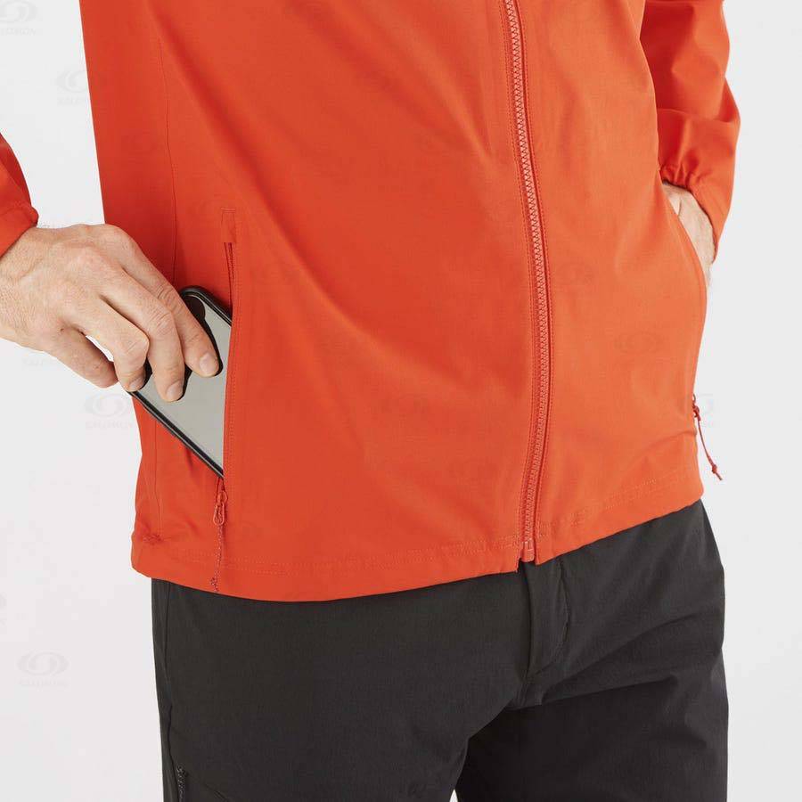 Orange Salomon ESSENTIAL WATERPROOF 2.5L Men's Waterproof Jackets | US-W1700