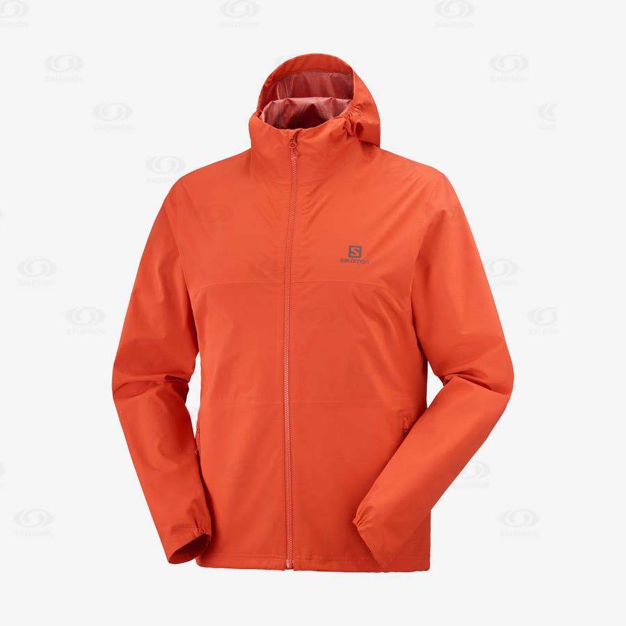 Orange Salomon ESSENTIAL WATERPROOF 2.5L Men\'s Waterproof Jackets | US-W1700