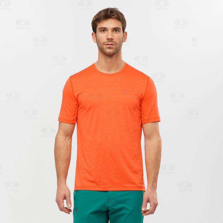 Orange Salomon OUTLINE Men's T Shirts | US-S1807