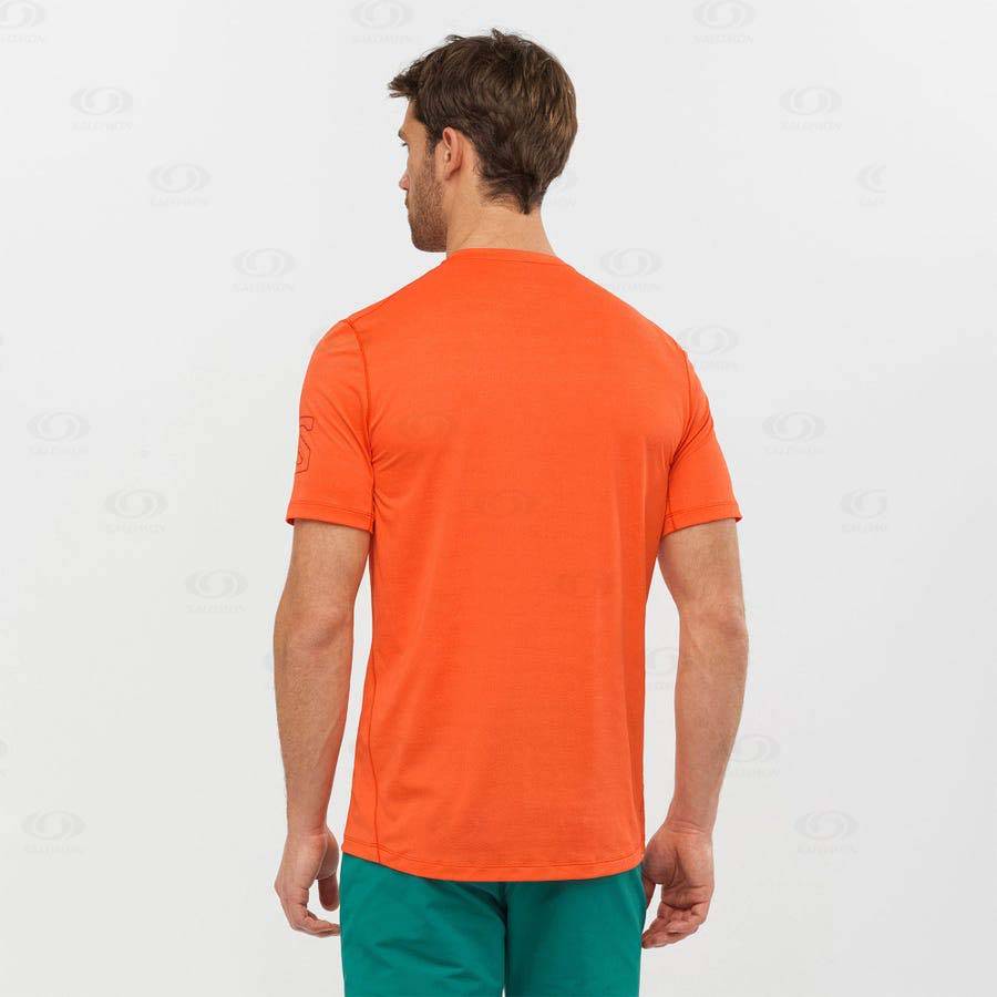 Orange Salomon OUTLINE Men's T Shirts | US-S1807