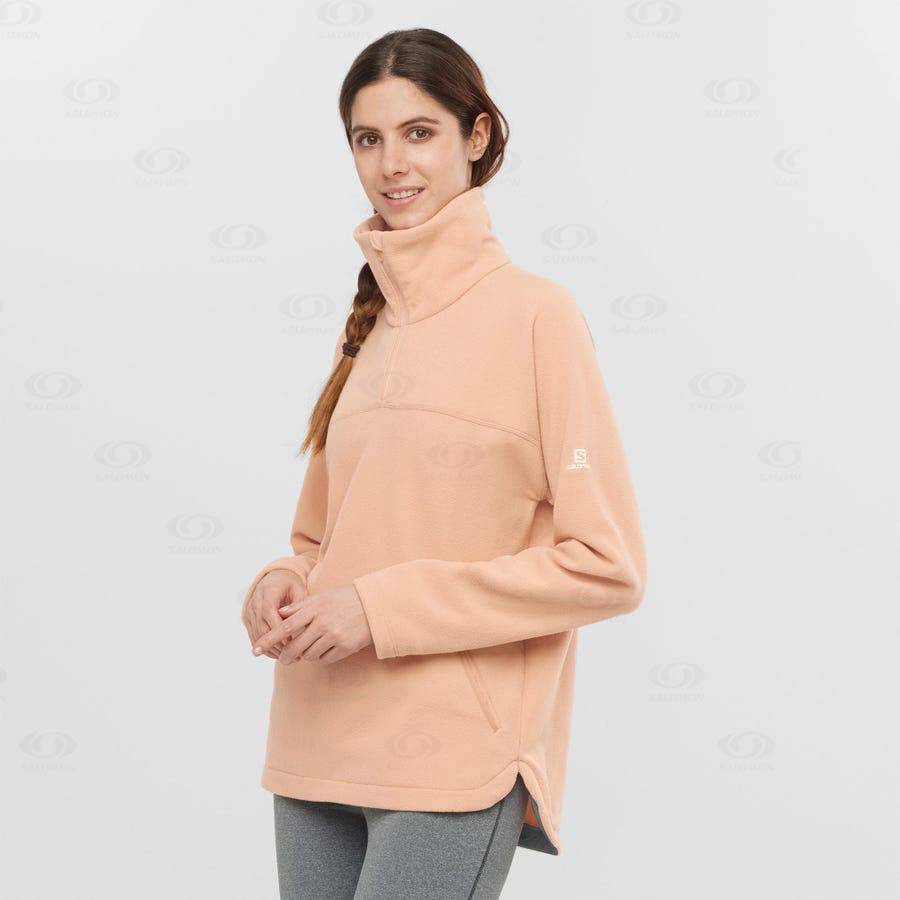 Pink Salomon ESSENTIAL COSY FLEECE Women's Hoodie | US-M1174